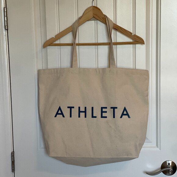 Athleta Handbags - Athleta Cream and Navy  Cloth Tote Bag
